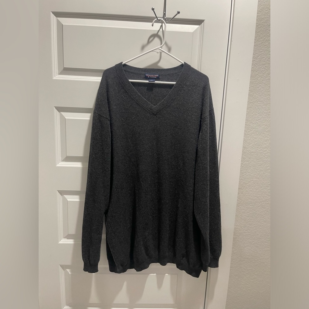 Roundtree & Yorke Mens 100% Cashmere Sweater 3XLT Pullover V Neck Long Sleeve
